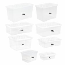 Clear Plastic Storage Boxes with Lids Stackable UK Made Box Home Office Kitchen