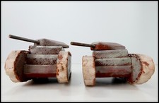 Vintage Wooden Model Tanks Pair Rotating Turret 17 cm Scratch Shed Hobby Built