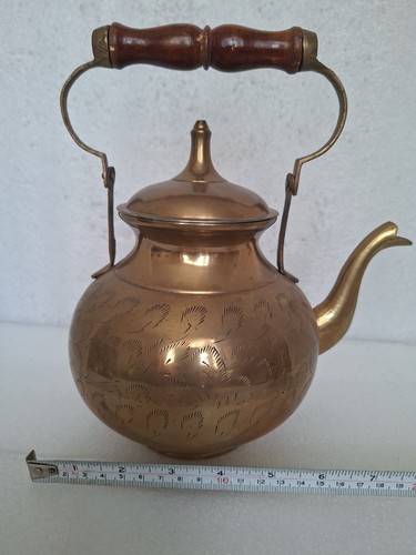 Antique brass tea pot - antique,