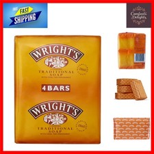4 Bars of Wrights Traditional Coal Tar Soap with Tea Tree Oil - 500g Total