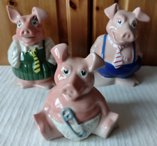 3 Vintage 1980s Wade NatWest Piggy Banks pig Woody Maxwell Annabel with stoppers