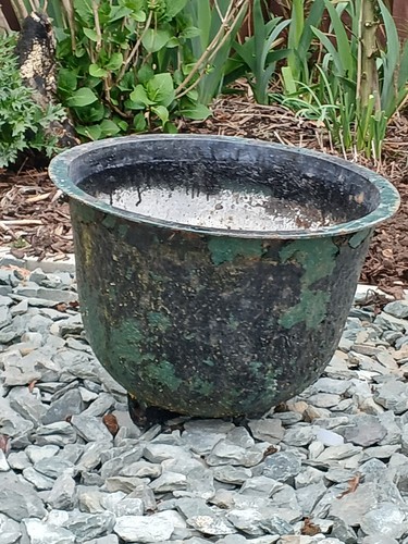 Steel cooper cauldron planter - cauldron,