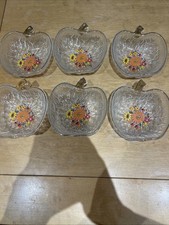 Vintage Set of 6 Ravenhead Glass Apple Shaped Dessert Bowls