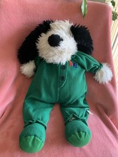 Floppy SOFTEES Large Puppy Dog Plush in Green PJs  A & A  ?? ( Faded Label ) 23"
