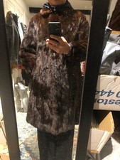 New design vintage 100% real brown black mink  fur coat