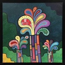 Modern British School Acrylic On Canvas Pop Art Landscape Painting. Signed.