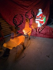 Vintage Blow Mold Santa Sleigh