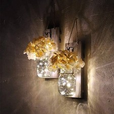 2x Mason Jar Wall Sconces with