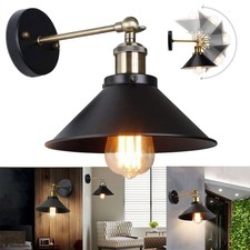 Vintage Industrial Indoor Wall Light Fitting Black Sconce Retro Lounge Wall Lamp