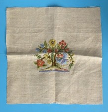 A HANDMADE VINTAGE CREWEL EMBROIDERY, TREE OF LIFE FLOWERS