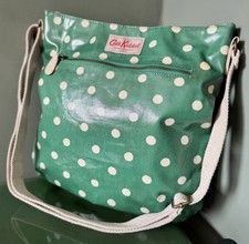 Cath Kidston Green Polka Dot Oilcloth Messenger Satchel Crossbody Bag