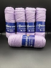 5 X 100 Grams Of Chunky Alpaca Wool Yarn 95% Alpaca 5% Polyester Taro Purple