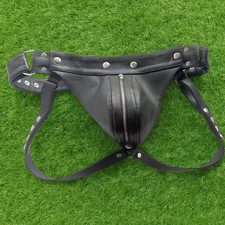 Real Leather Sexy Jockstrap Gay Underwear Thong Brief Fetish Harness Codpiece