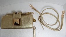 Big Buddha Gold Leather Clutch