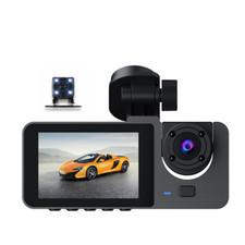 Three Lens Dash Cam 2in Car DVR Front Inside Rear Video Recorder Night Vision