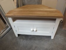 BUCKINGHAM PAINTED CORNER TV UNIT- OAK TOP- IVORY- BESPOKE SIZES & COLOURS