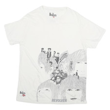 LEE COOPER Mens White Beatles Revolver Graphic T-Shirt L Short Sleeve Crew Neck