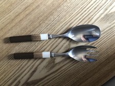 Denby Touchstone Agate Cutlery Brown and Cream Serving Spoon and Fork