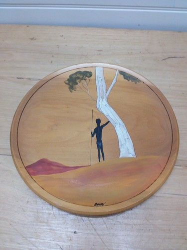 Vintage aboriginal wood - , plate