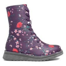 Heavenly Feet Women's Boots Purple Flower Print Lace Up Martina4 SIZE