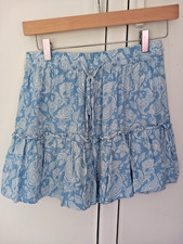 Zara Women's Skort Blue & White Paisley EU Medium UK Small Ruffle BNNT NEW