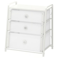 IKEA LOTE White 3 Drawer Chest 55x62cm Lightweight Bedside Storage Unit