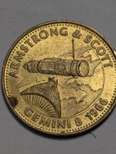 @ French Advert Token, SHELL, Man in Flight, Armstrong and Scott, Gemini 1966