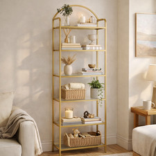 Bookcase 6 Tier Glass Shelves