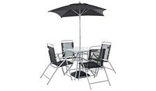 Atlantic 4 Seater Folding Metal Patio Set - Black