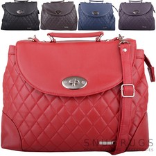 Ladies / Womens Smooth Faux Leather Satchel / Cross Body / Shoulder Bag