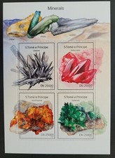 SoaTome&Principe 2014 / Minerals - Stibnite, Rodochrosite, Torbernite..  / 4v ms