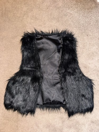Black faux fur gilet - fur, s
