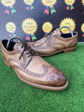 BARKER VICTOR SEMI BROGUE DERBY HAND PAINTED TAN BROWN LEATHER MEN,S SHOES 7 G