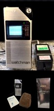 Vintage Sony Watchman FD-210BE portable B&W TV & Rare Original Ac Power Supply