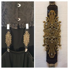 BLACK & BRONZE SKIRT HITCH HITCHERS LIFTERS SUSPENDERS - Gothic Steampunk Tribal