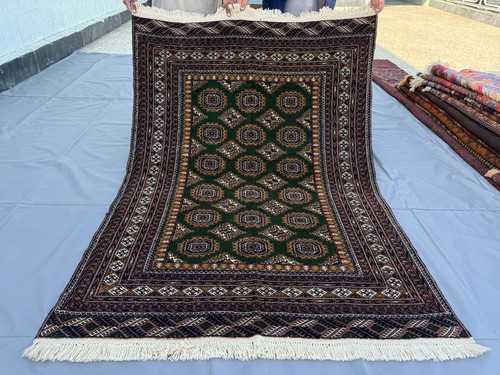 Green hand knotted afghan - green,