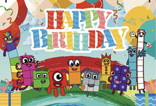 NUMBER BLOCKS BALLOONS STREAMERS CONFETTI BIRTHDAY PARTY BANNER DECORATION