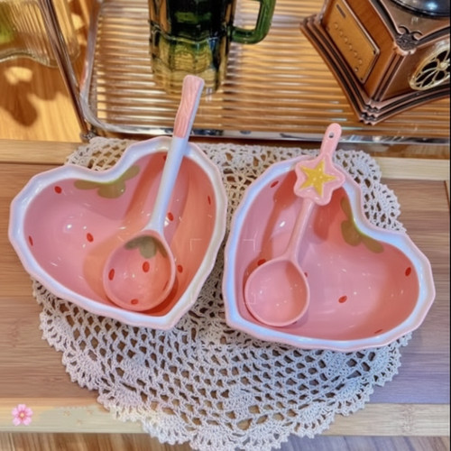 Cute strawberry ramen - ramen, bowl