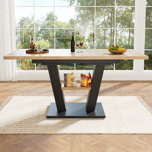 Dining table 118 157cm wood - table,