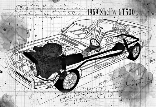 Line tech drawing 1969 - line, shelby