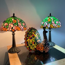 Tiffany table Lamps and Peacock Lamp