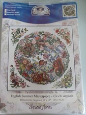 NEW, RARE, EX LARGE CROSS STITCH KIT. 'ENGLISH SUMMER MASTERPIECE' SHARON JERVIS