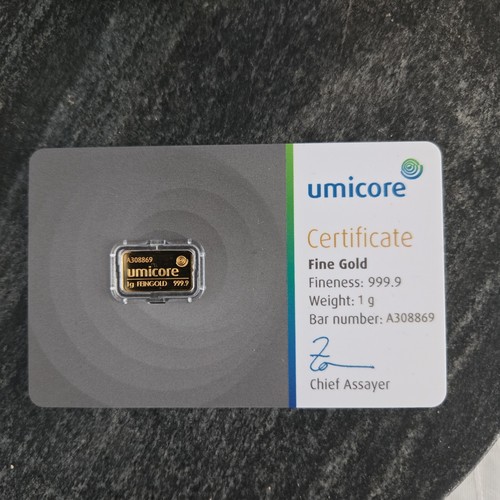 Umicore gold bar 999 - 999.9, fine