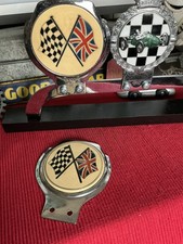 Vintage Car Badge - UNION JACK & CHEQUERED FLAG Car Grille Badge - RENAMEL Badge