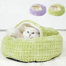 Plush Hooded Cat Bed Calming