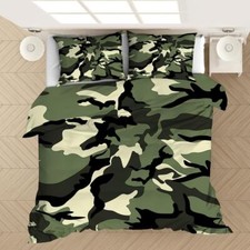 Camouflage Quilt Duvet Cover Army Combat Bedding Set Single Double King UK Size