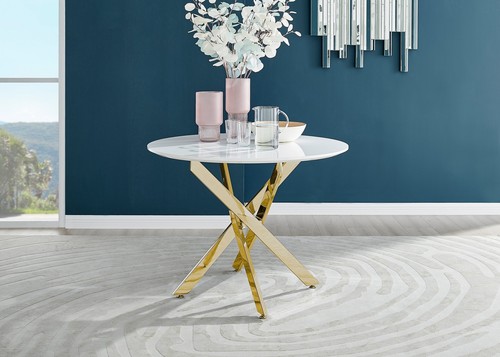 Novara white gloss gold leg - white,