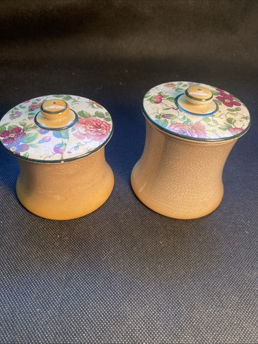 Vintage pair floral lidded - pair,