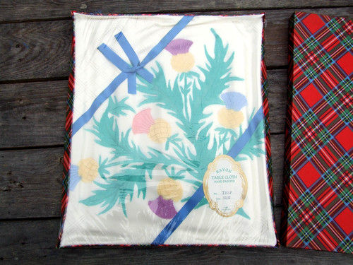 Rayon tablecloth thistles - rayon,