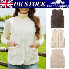 Ladies Fleece Fur Body Warmer Zip Up Waistcoats Gilet Jacket Lambswool Tops Size